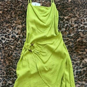 Forever 21 Green Asymmetrical Ruched Sundress